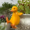 Resin hanging duck flowerpot ornament, cute plant pot edge climbing sculpture for garden home decor. - Hanging Pot Duck Yellow