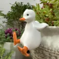 Cute white resin duck pot hugger ornament for home and garden flower pot decoration - Hanging Pot Duck White