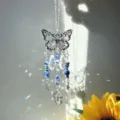 Butterfly crystal suncatcher hanging decor variant, beautiful window prism ornament for garden. - Sapphire Blue