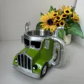 Novelty truck coffee mug with stainless steel inner liner, creative green resin desktop decor. - Green