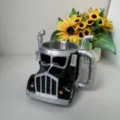 Cool truck shaped coffee mug with stainless steel inner liner, creative desktop ornament. - Black