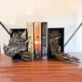 Resin Dragon Bookends for Shelves, Cool Gothic Dragon Head and Tail Book Stopper Decor - Dragon Set - Gold