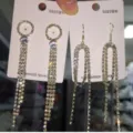 Elegant rhinestone tassel dangle earrings with S925 silver needle for women and girls. - Ear Hook Style
