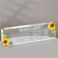Acrylic boss lady desk plaque inspirational quote office decor gift for women decorative sign - Rectangle Yellow