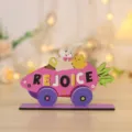 Wooden Easter Bunny Carrot Car Tabletop Ornament Cute Holiday Party Decor Detail View - Carrot Truck