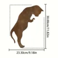 Rusty metal cat silhouette detail view, garden statue ornament size dimension display. - Cat Climbing Flower Pot Decor