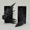 Resin dragon bookends for office and home bookshelf decor with cool fantasy 3D monster design. - Lightning Dragon - Black