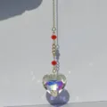 Crystal suncatcher heart iridescent hanging ornament for car home decor and window gift. - Triple Heart / Gold