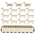 Wooden dachshund thread bobbins and wooden organizer box detailed view for sewing. - Dog Thread Spool (Without Thread) / 15 Pcs Pack