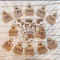 Wooden Highland Cow Baby Monthly Milestone Markers Set for Newborn Photography Props 12pcs - Style 2