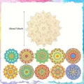 Détails du kit de peinture DIY sous-verre en bois Mandala, planche d'art enfant 20cm - Style C Bord en Dentelle Ensemble de 10 Pièces / 20x20cm