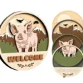 Holz Bauernhof Tier Willkommensschild Detail zeigt mehrschichtiges Schwein Design Handwerk. - 25cm / Schwein