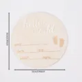 Wooden newborn birth announcement milestone plaque, hello world baby photo prop sign 15cm - 15cm / Off White