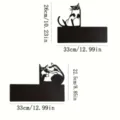 Metal black cat bookends decorative desktop iron craft hollow animal bookshelf decor 33cm - Cat Bookends