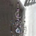 Crystal suncatcher moon sun hanging prism ornament with purple natural stone beads for window - Amethyst Silver Moon