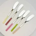 Colorful handle stainless steel butter knife set, long handle jam and cheese spreader. - 304 Stainless Steel Butter Knife / Beige Silver