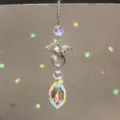 Retro flying dragon crystal sun catcher pendant for car hanging and home window decor. - Silver Dragon Navette