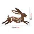 Wooden rabbit wall decor detail showing boho moon and cactus cutout design with size 35x21cm. - Rabbit Style (MZ773)