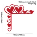 Valentine's Day wooden heart door corner decoration red love wall sticker home decor item - Left Hollow Double Hearts