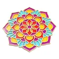 Décoration murale mandala en bois avec des motifs floraux sculptés multicolores. - Dessous de verre floraux DIY