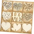 Unfertiges Holzherzen Bastelset mit Sortierbox, lasergeschnittene DIY Deko Ornamente. - Herz / 45 Stück (9cmx8cmx0.25cm)