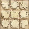 Unbearbeitete Holz Bastelset mit Insekten und Blumen Formen, inklusive Aufhängekordel. - Insekt / 45 Stück (9cmx8cmx0.25cm)