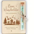 Wooden Christmas wish card plaque with glass tube container holiday decoration gift ornament - Style 3