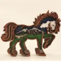 Multi-layer wooden horse sculpture craft, exquisite mountain landscape desktop ornament for home decor. - Horse / With Lights