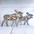 Wooden carved deer animal craft detail, multi-layer forest design desktop ornament home decor. - Large Size Reindeer