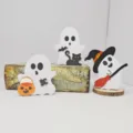 Halloween linda decoración de fantasma de mesa, primer plano de accesorios de fiesta espeluznantes. - Fantasma de Calabaza + Fantasma de Escoba + Fantasma de Gato Negro