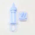Pet milk feeder syringe set with replacement silicone nipples for newborn kittens and puppies. - Syringe with 5 Spare Nipples / Blue
