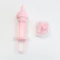 Pink pet milk feeder syringe set with silicone nipples and storage box for kittens and puppies. - Syringe with 5 Spare Nipples / Pink