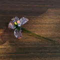 Purple glass flower ornament, handcrafted translucent floral decor for home desktop display. - February - Iris