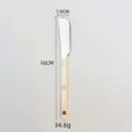 Stainless steel butter knife with ABS plastic handle, 16cm long, for cheese and bread. - Single Stem / Off White