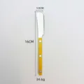 Stainless steel butter knife with yellow ABS plastic handle and rivets for cheese and bread. - Single Stem / Yellow