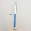 Stainless steel butter knife with blue plastic handle, kitchen cheese spreader, 16cm long - Single Stem / Blue