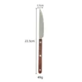Walnut handle stainless steel steak knife with serrated blade, dimensions 23.5cm length. - Walnut Wood Handle Dinner Knife