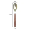 Stainless steel spoon with wooden handle, 21cm long, 4cm wide, 71g weight for dining. - 304 Stainless Steel Dinner Spoon with Walnut Handle