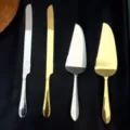 Roestvrijstalen taartmes en spatel set, lang broodmes en dessert bakgereedschap voor de keuken - Puntig Fruitmes En Taartschep Set / Zilver Goud