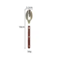Stainless steel spoon with wooden handle, 18cm length, ideal for dessert and dining use. - 304 Stainless Steel Dessert Spoon with Walnut Handle