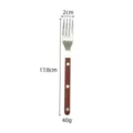Roestvrijstalen eettafel vork met walnoten houten handvat, enkel stuk SKU display. - 304 Roestvrijstalen dessertvork met walnoothouten handvat