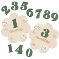 Oggetti di scena per foto mensili in legno per neonati carte di crescita floreali - Verde