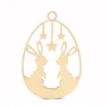 Adorno colgante de conejo de huevo de pascua de madera decoración de fiesta DIY rodaja de madera - 10 Pcs/Set / Estilo G