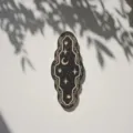 Detailed shot of celestial carved wooden wall hanging plaque with stars and moon aesthetic decor. - L / Style 4