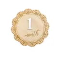 Wooden monthly milestone card, engraved floral edge design, baby growth photo prop detail. - Style 4 / 15cm