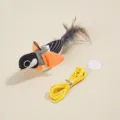 Katzenspielzeug-Set mit Plüschvogel, elastischem Seil und Saugnapf für interaktiven Katzenspaß. - Orange