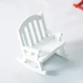 Miniature wooden rocking chair detail, 1:12 dollhouse furniture accessory for decor. - White
