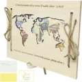 Wooden world map gift set with greeting card and envelope for wedding decoration and home decor. - Map Style / 20*15cm