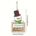 Wooden Christmas snowman money holder ornament with hemp rope, holiday party decor, 17x10cm. - Snowman