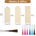 36pcs wooden blank bookmarks with colorful tassels diy craft rectangle hanging tags set - 36 Pieces/Pack / Natural Wood Color